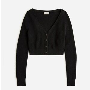 J.Crew Featherweight cashmere cropped cardigan sweater black NWT BQ210